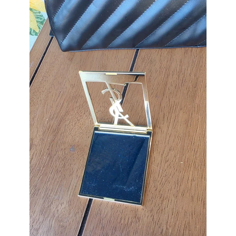 YVES SAINT LAURENT YSL Bundle BEAUTE Logo Makeup Bag Hand Mirror Chic Travel